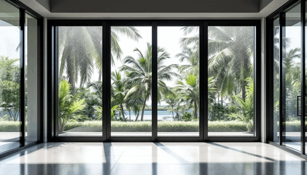 A visual representation of commercial impact windows showcasing their design and features.